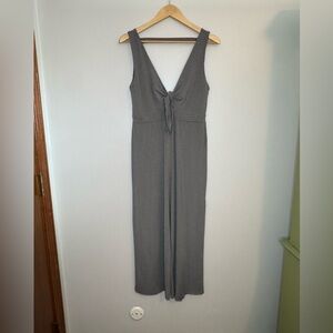 Daytrip Gray Tie Front Sleeveless Jumpsuit Wide Leg Size S